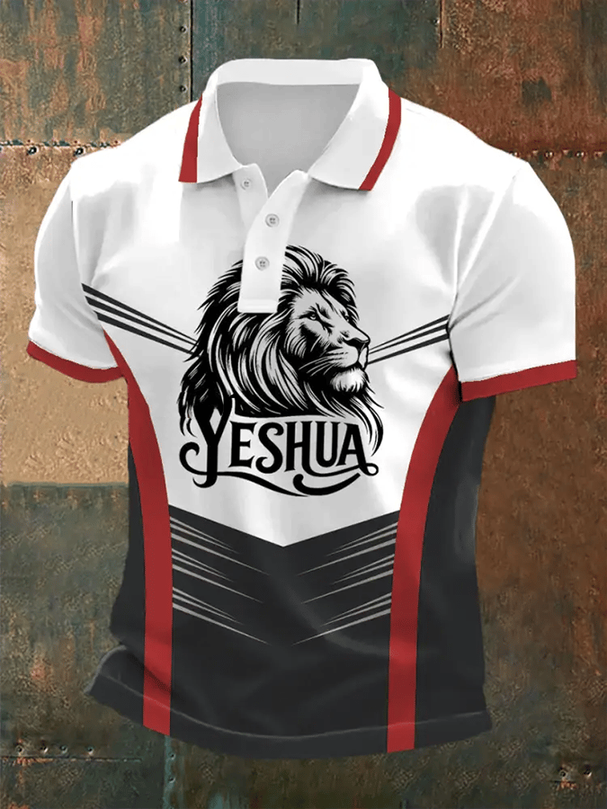 Men's Retro Faith Casual Printed Polo Shirt