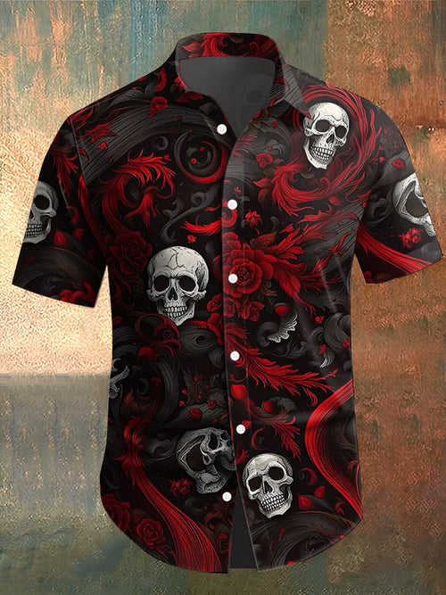 Men's Skull Print Casual Shirt