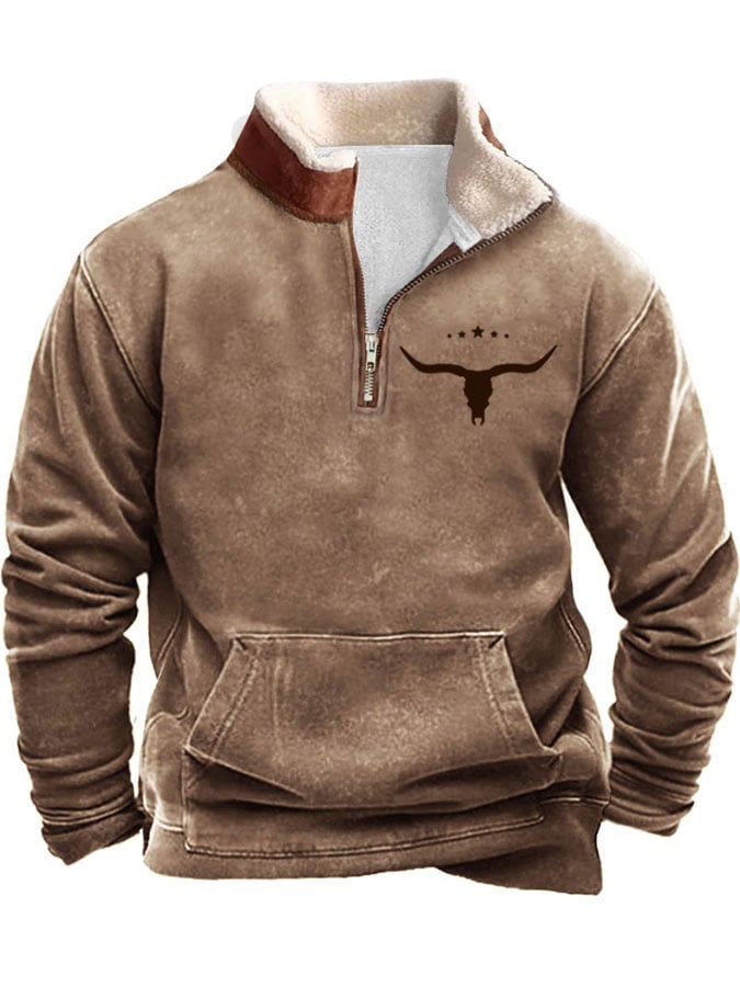 Men's Vintage Western Print Long Sleeve Sweatshirt