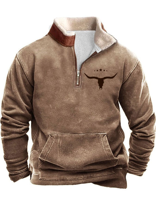 Men's Vintage Western Print Long Sleeve Sweatshirt