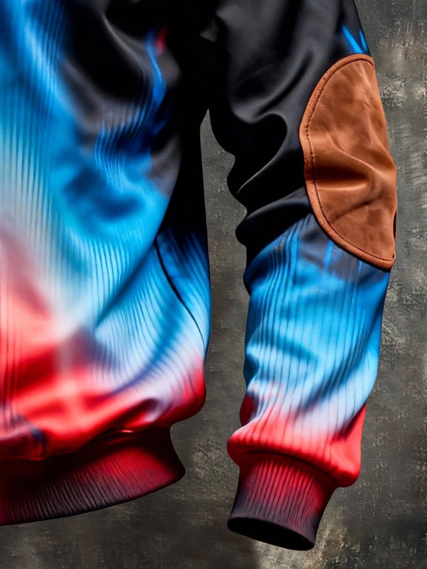 Men's Vintage Color-Block Printed Zip-Up Hoodie