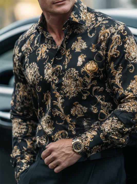 Men's Business Casual Baroque Long Sleeve Shirt