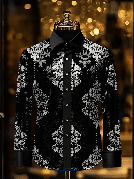 Men's Stripe Print Business Long Sleeve Shirt