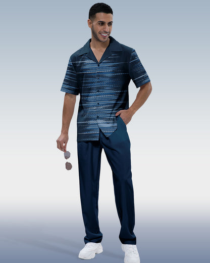 Rianmond Men's Ombre Print Short Sleeve Walking Suit 211