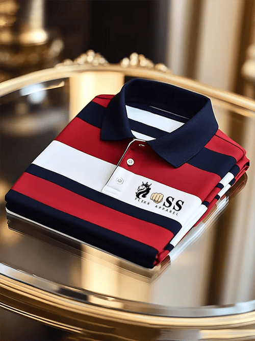 Men's Fashion Business Letter Printed Casual Short Sleeve Polo Shirt