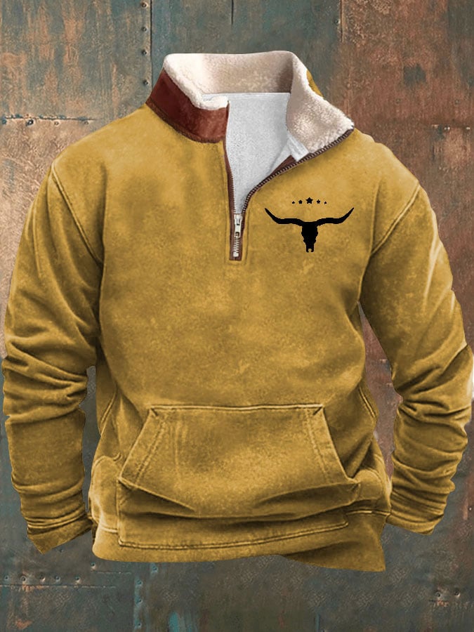 Men's Vintage Western Print Long Sleeve Sweatshirt