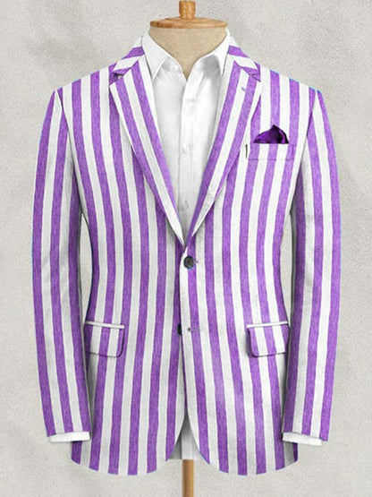 Men's Retro Single Breasted Striped Gentleman Business Suit Jacket