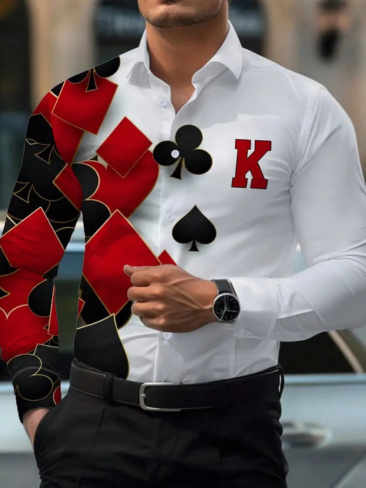 Men's Street Style Business Casual Printed Long Sleeve Shirt