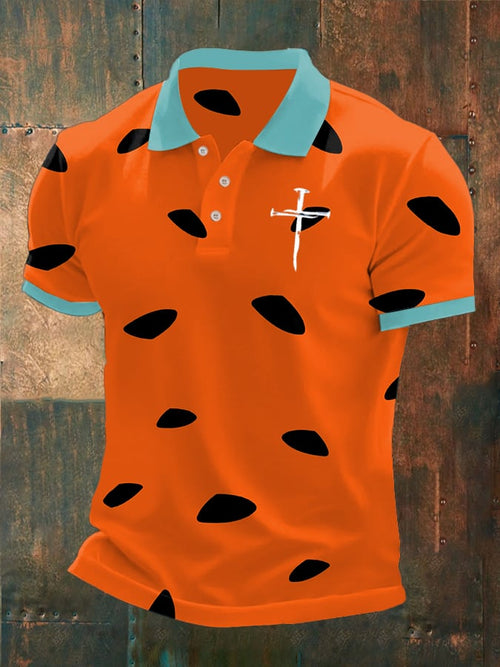 Men's Faith Printed Button Design Polo Shirt