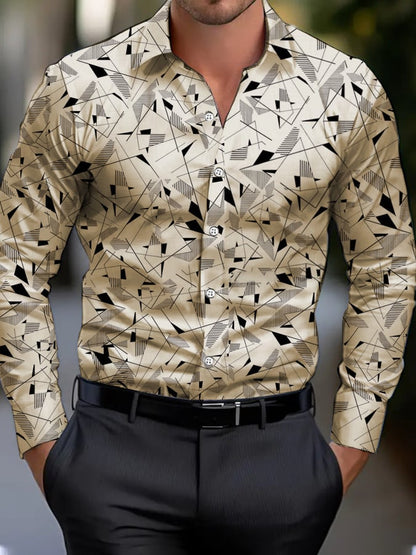 Men's Business Style Geometric Print Shirt