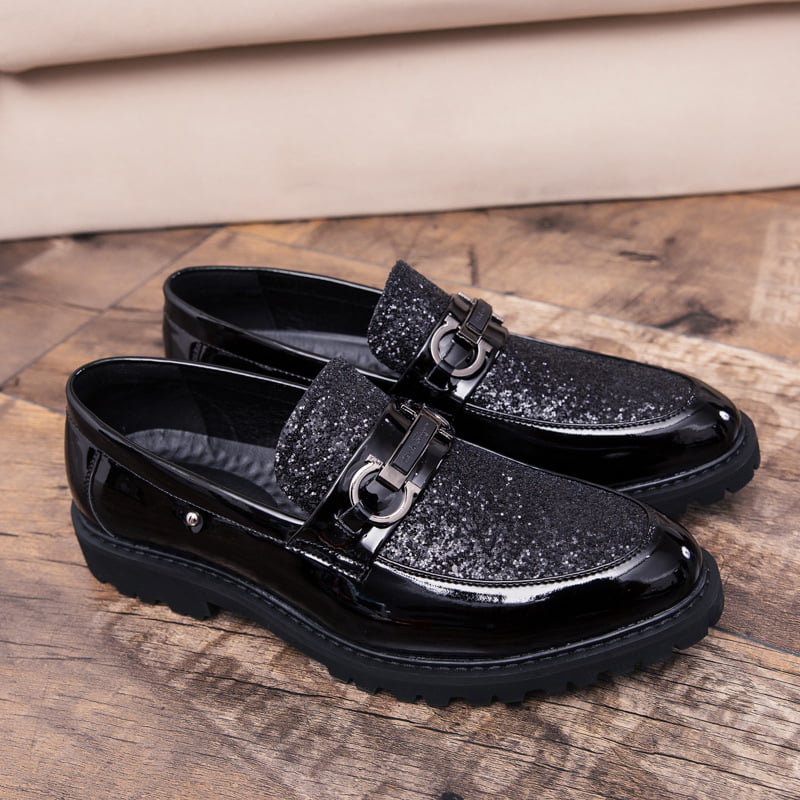 British Fashion Matching Sequin Business Dress Leather Shoes