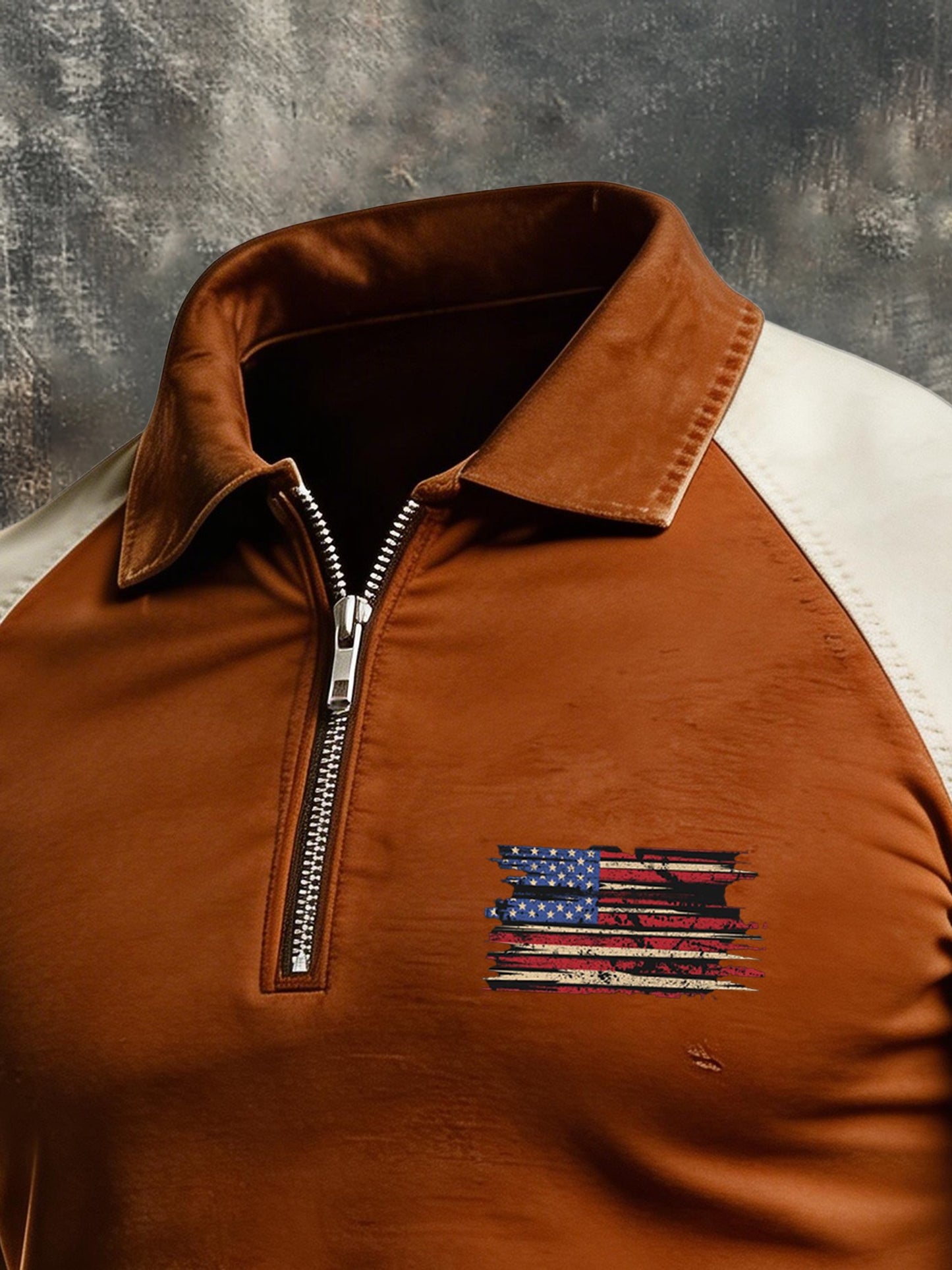 Men's Retro "Patriot" Color-Block Short-Sleeve Half-Zip Polo Shirt