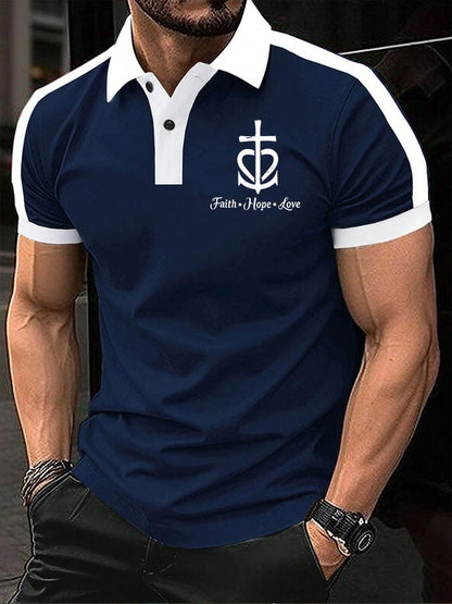 Men's Faith Hope Love Printed POLO Shirt