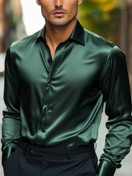 Men's Business Luxury Solid Color Long Sleeve Shirt