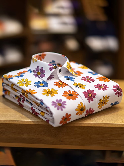 Men's Business Luxury Floral Print Short-sleeved Shirt