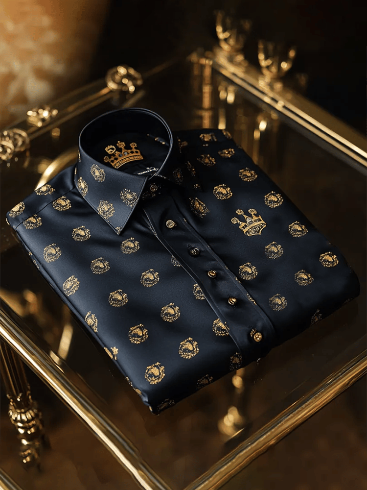 Men's Satin Luxe Print Short Sleeve Button Shirt
