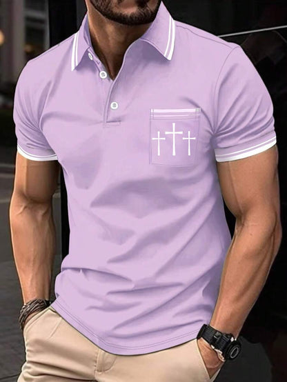 Men's Retro Faith  Casual Printed Polo Shirt