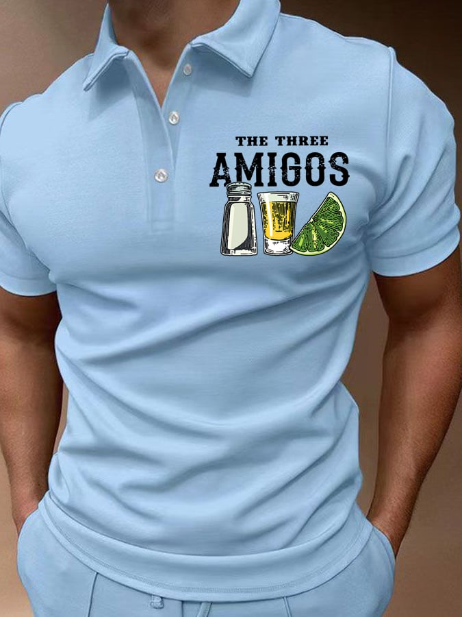 Men's The Three Amigos Cinco De Mayo Print Polo Shirt