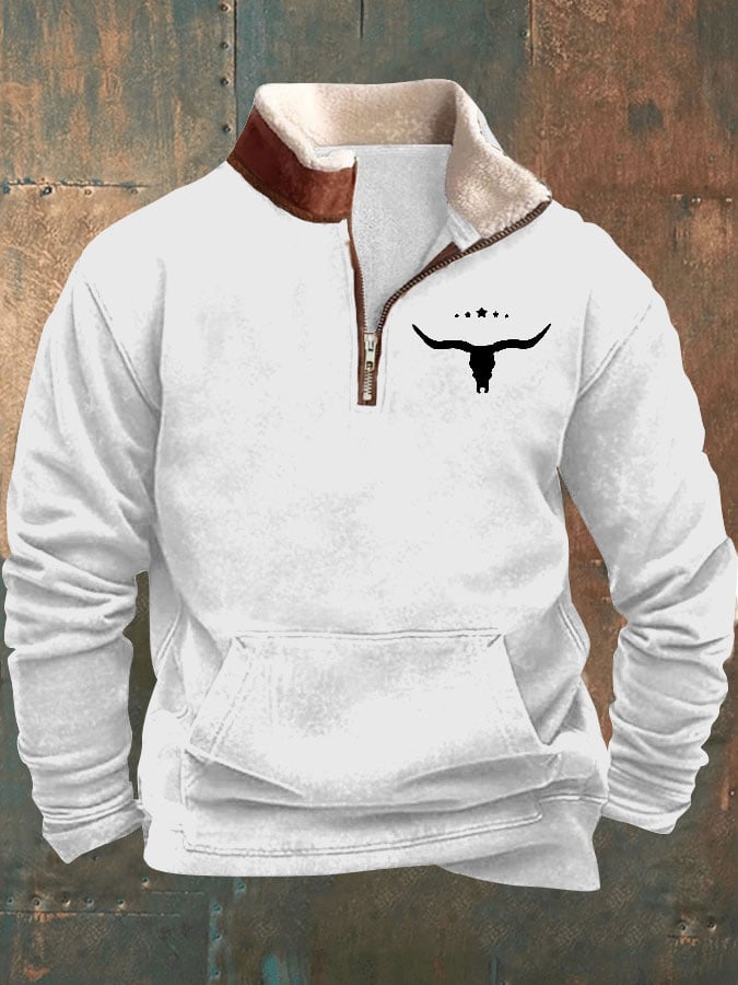 Men's Vintage Western Print Long Sleeve Sweatshirt