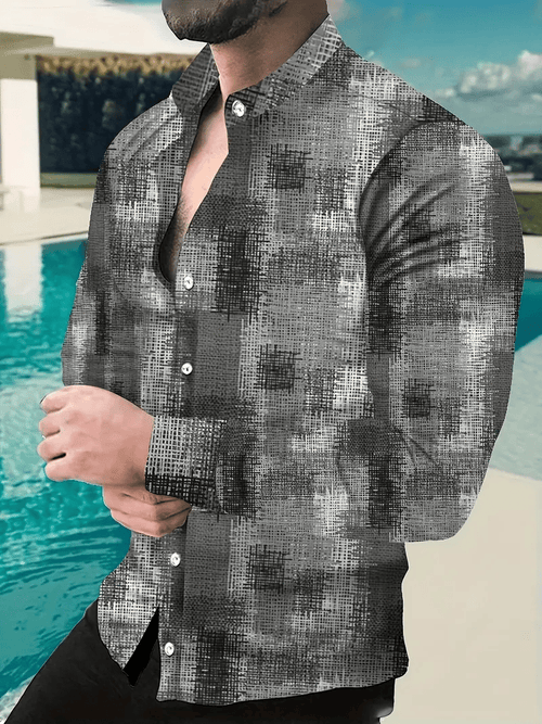 Men's Plaid Business Long Sleeve Shirt