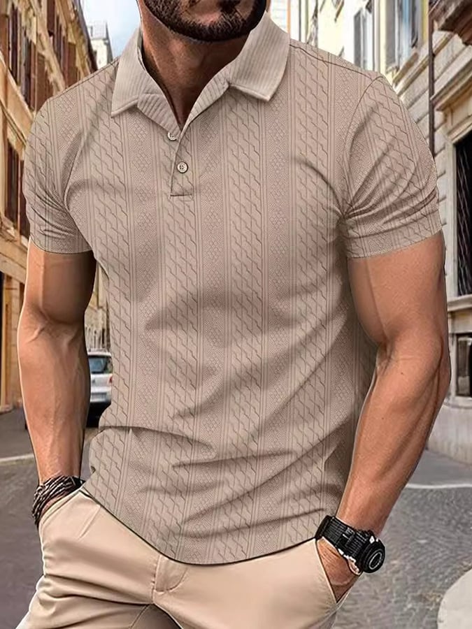 Men's Jacquard Fabric Fashionable Casual Polo Shirt