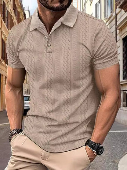 Men's Jacquard Fabric Fashionable Casual Polo Shirt