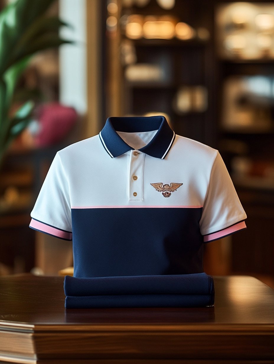Men's Business Casual Eagle Button Short Sleeve Polo Shirt