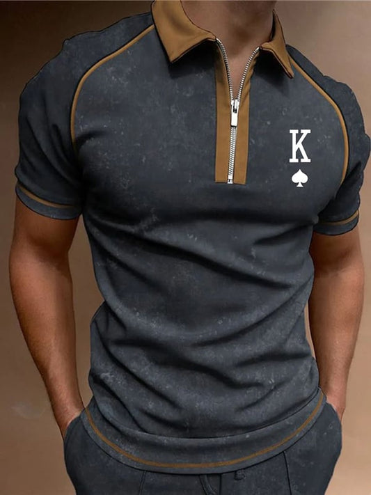 Men's Business Logo Button-Down Short Sleeve Polo Shirt