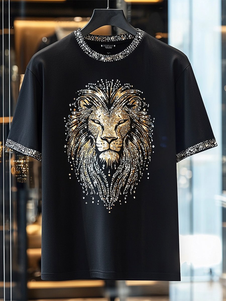 Men's Business Luxury Printed  Cotton Short Sleeve T-Shirt