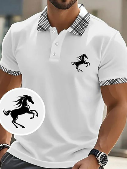 Men's Casual Business Plaid Contrast Color Polo