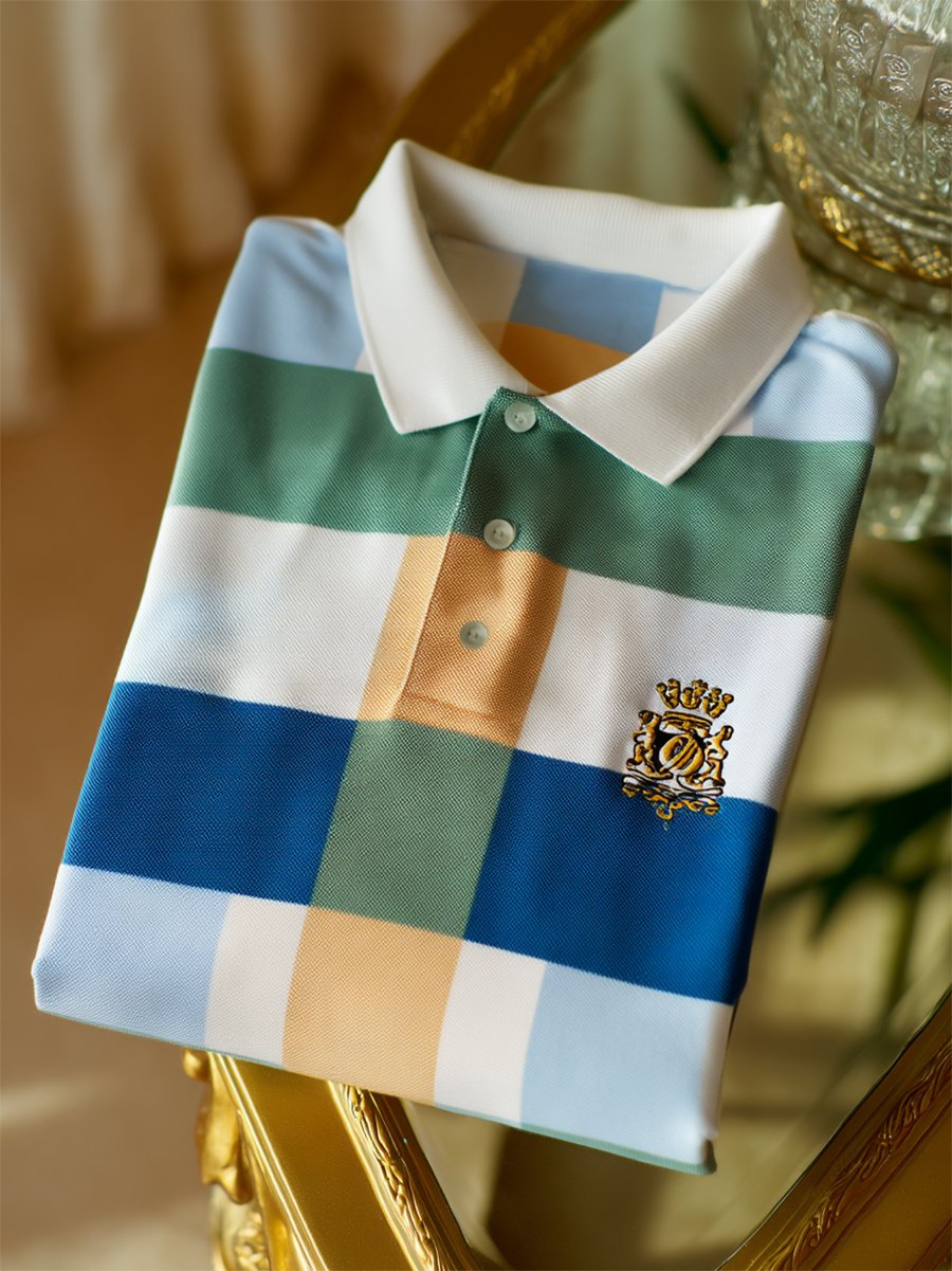 Men's Business Casual Button Short Sleeve Polo Shirt