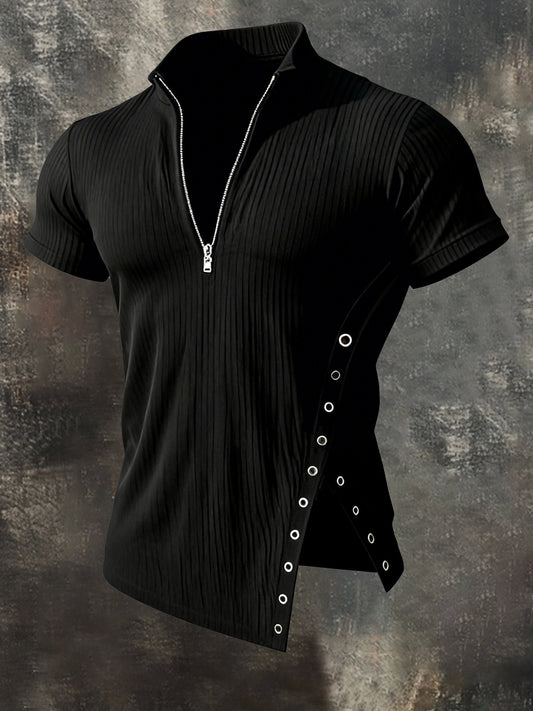 Men's Retro Half-Zip Short Sleeve T-Shirt