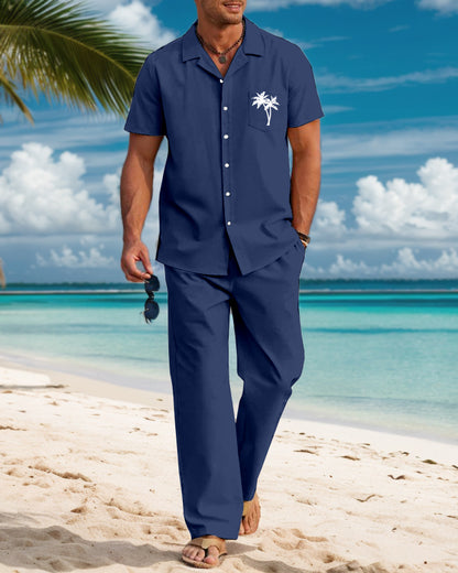 Suitmens Men's Vacation Coconut Tree Pattern Walking Suit