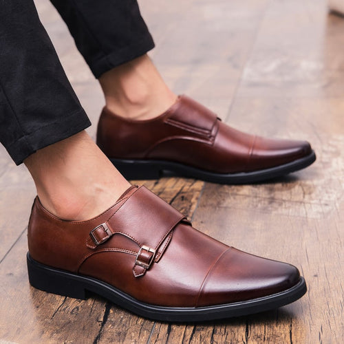 Business Casual British Double Buckle Leather Shoes