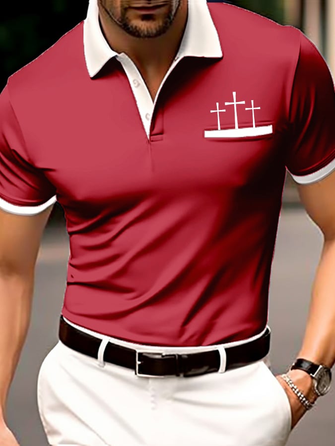 Men's Retro Faith Casual Printed Polo Shirt