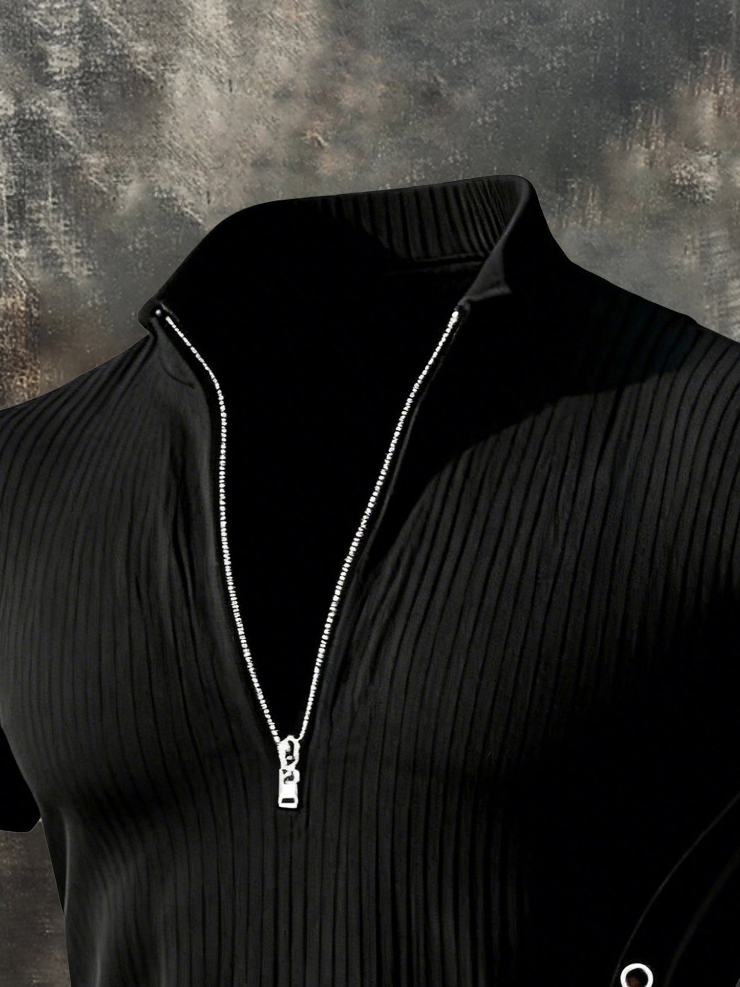 Men's Retro Half-Zip Short Sleeve T-Shirt
