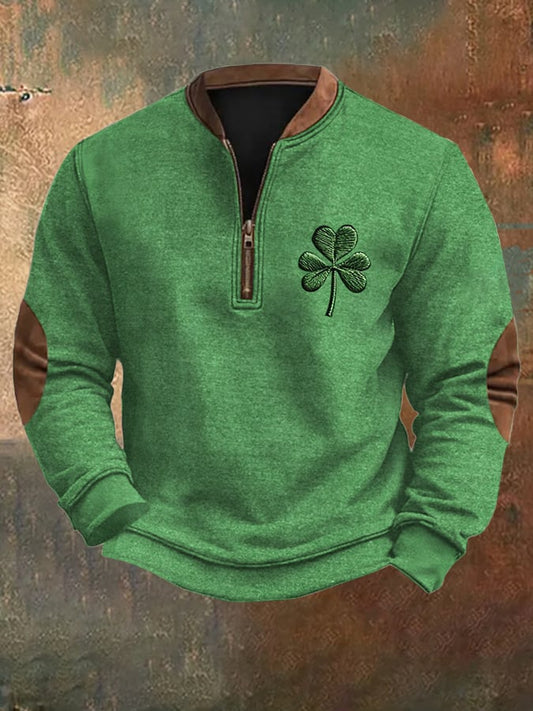 Men's St. Patrick's Day Print Zip-Up Sweatshirt
