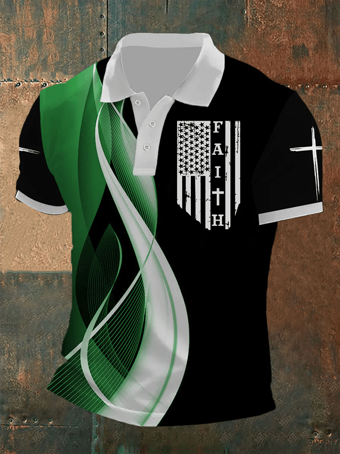 Men's Faith Print Short Sleeve Polo Shirt