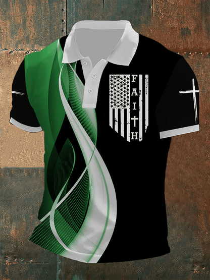 Men's Faith Print Short Sleeve Polo Shirt