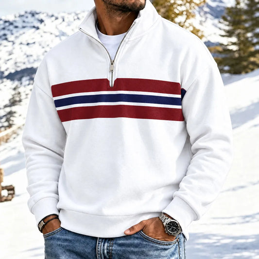 Men's Striped Half-Zip Sweatshirt