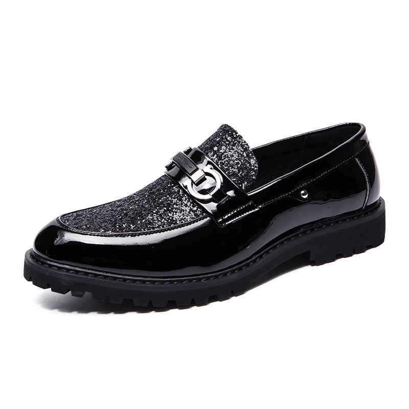 British Fashion Matching Sequin Business Dress Leather Shoes