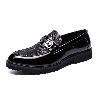 British Fashion Matching Sequin Business Dress Leather Shoes