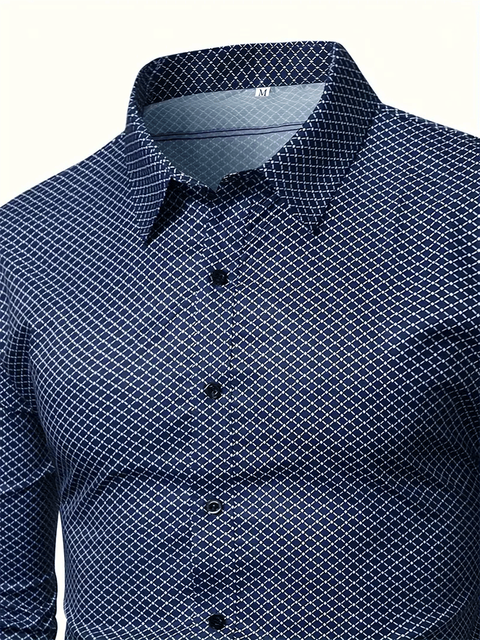 Men's Geometric Design Business Casual Shirt
