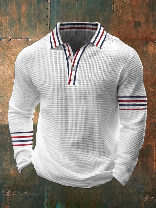 Men's Casual Contrast Waffle Polo