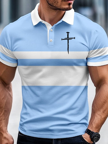 Men'S Nail Cross Print Polo Shirt