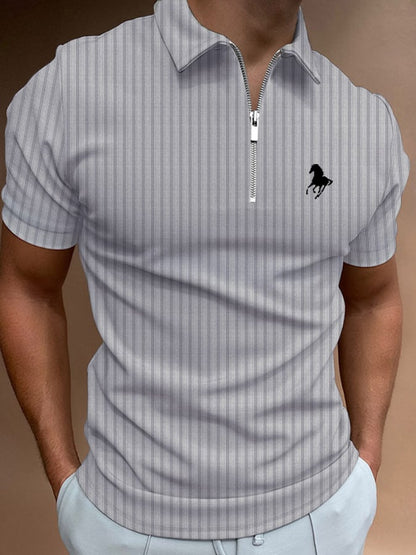 Men's Horse Print Casual Polo Shirt