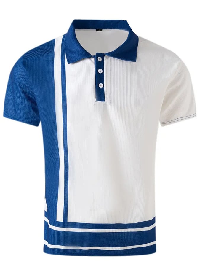 Men's Waffle Fabric Fashion Casual Polo Shirt