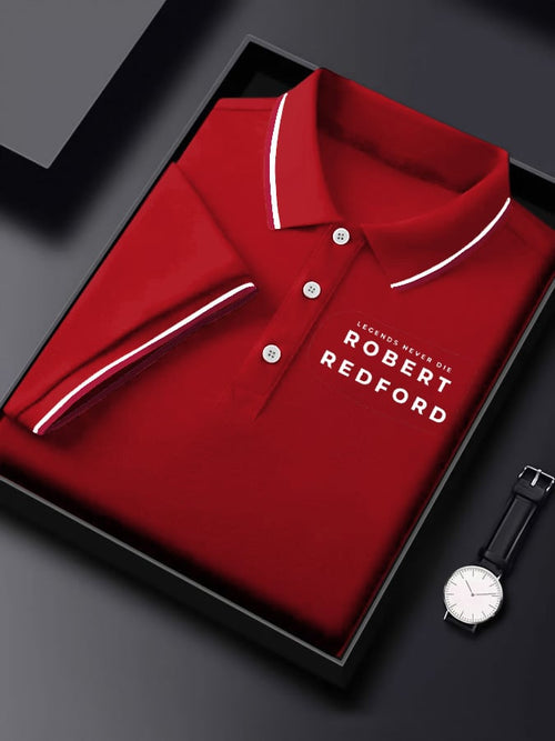 Men's Classic Business Logo Button Short Sleeve Polo Shirt