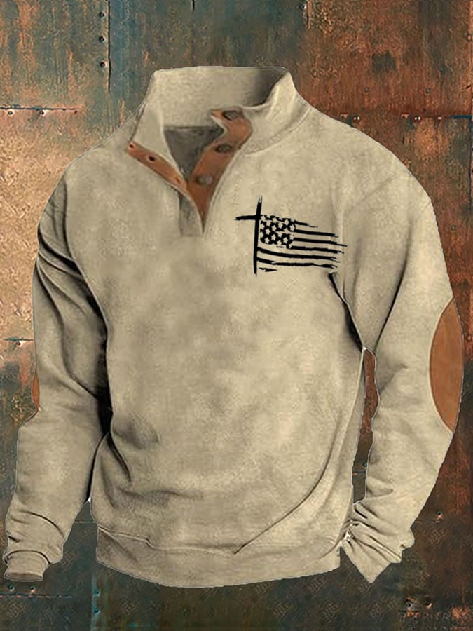 Men's Aintage Faith Flag Print Sweatshirt