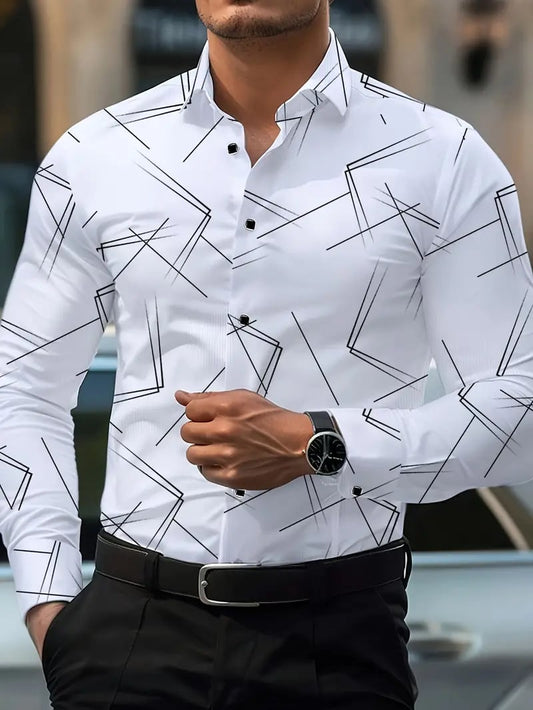 Men's Street Style Business Casual Printed Long Sleeve Shirt